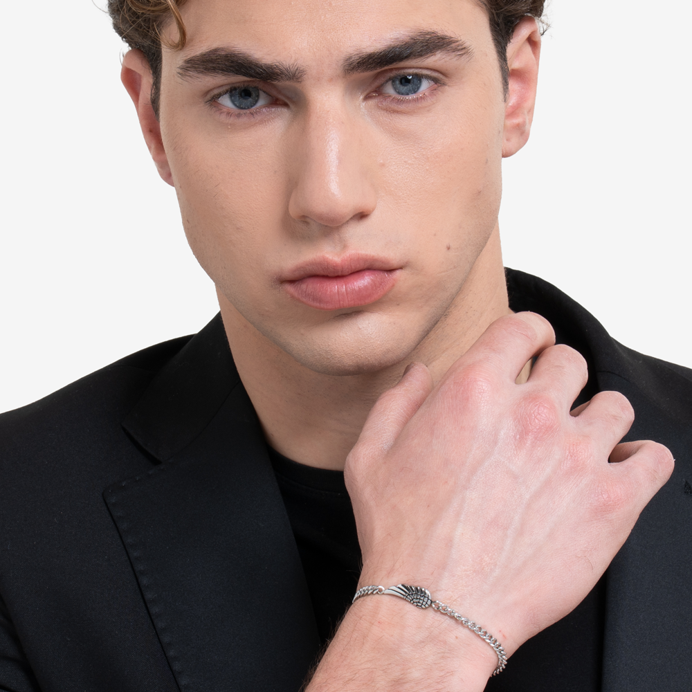 BRACCIALE UOMO IN ACCIAIO CON ALA