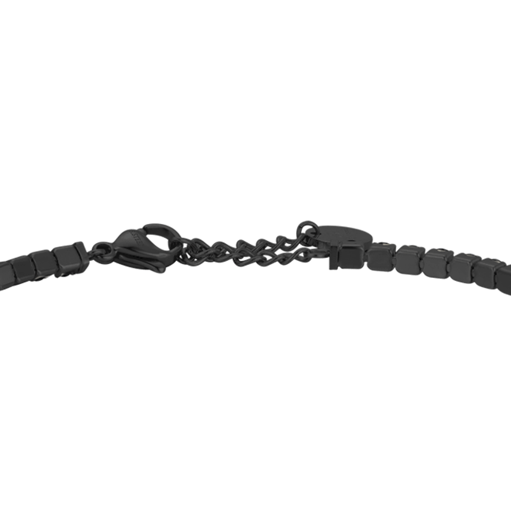 BRACCIALE UOMO IN ACCIAIO IP NERO CON CRISTALLI NERI