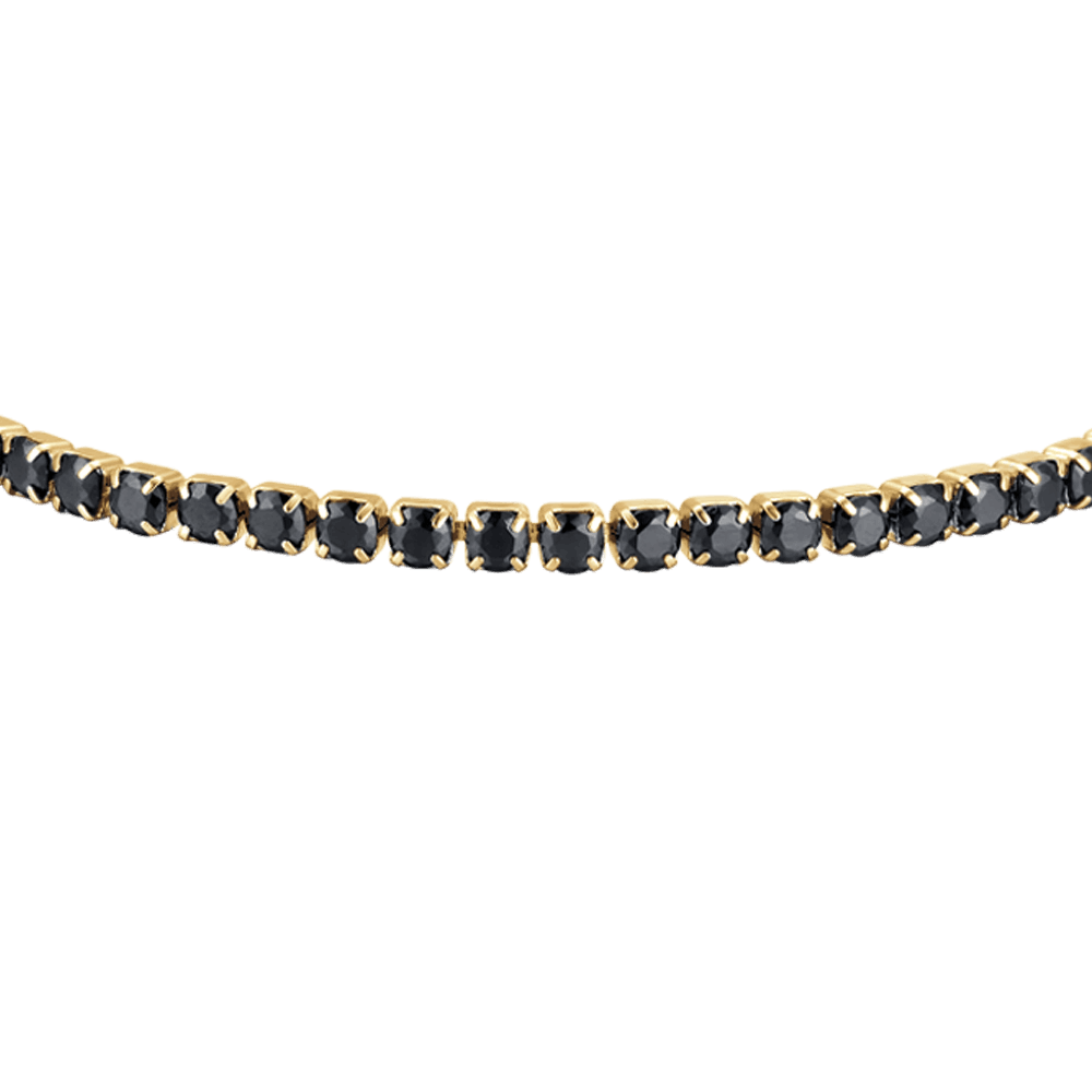 BRACCIALE UOMO IN ACCIAIO IP GOLD CON CRISTALLI NERI