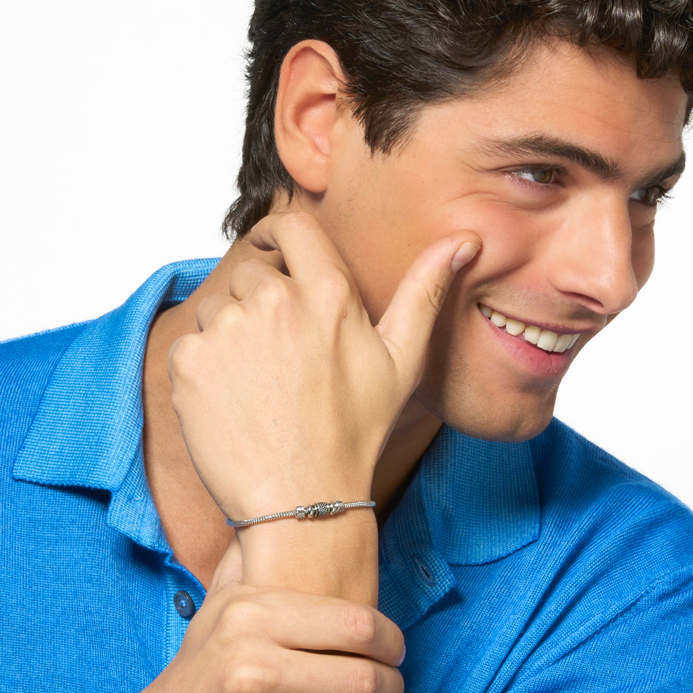 BRACCIALE UOMO IN ACCIAIO CON ELEMENTO CON SMALTO NERO