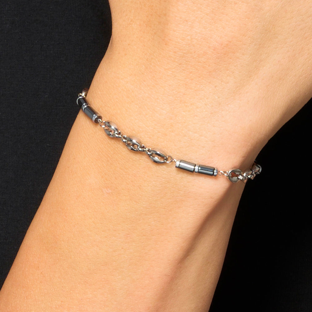 BRACCIALE UOMO IN ACCIAIO CON EMATITE GRIGIA