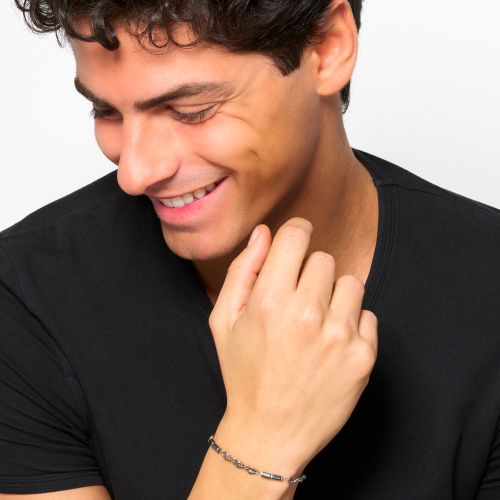 BRACCIALE UOMO IN ACCIAIO CON EMATITE GRIGIA