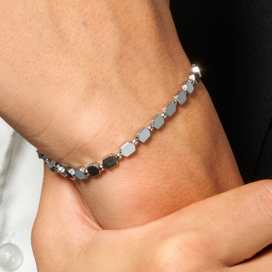 BRACCIALE UOMO IN ACCIAIO CON EMATITE SILVER