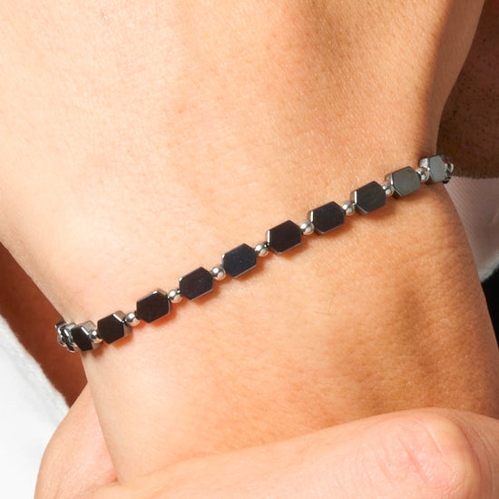 BRACCIALE UOMO IN ACCIAIO CON EMATITE GRIGIA