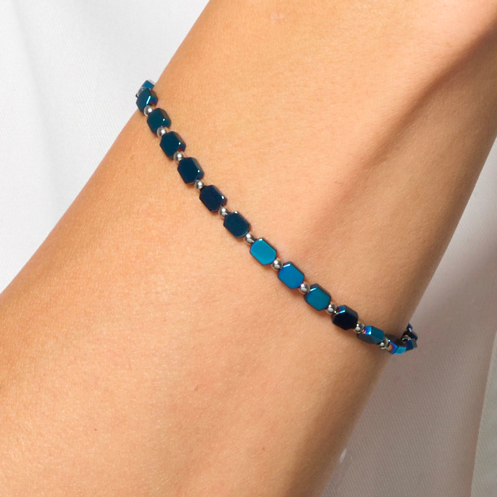 BRACCIALE UOMO IN ACCIAIO CON EMATITE BLU