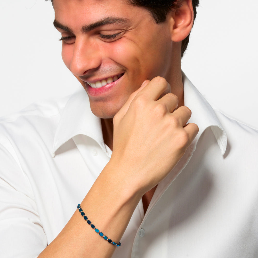 BRACCIALE UOMO IN ACCIAIO CON EMATITE BLU