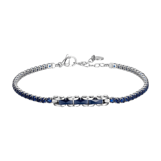 BRACCIALE TENNIS UOMO IN ACCIAIO CON CERAMICA BLU E ZIRCONI BLU