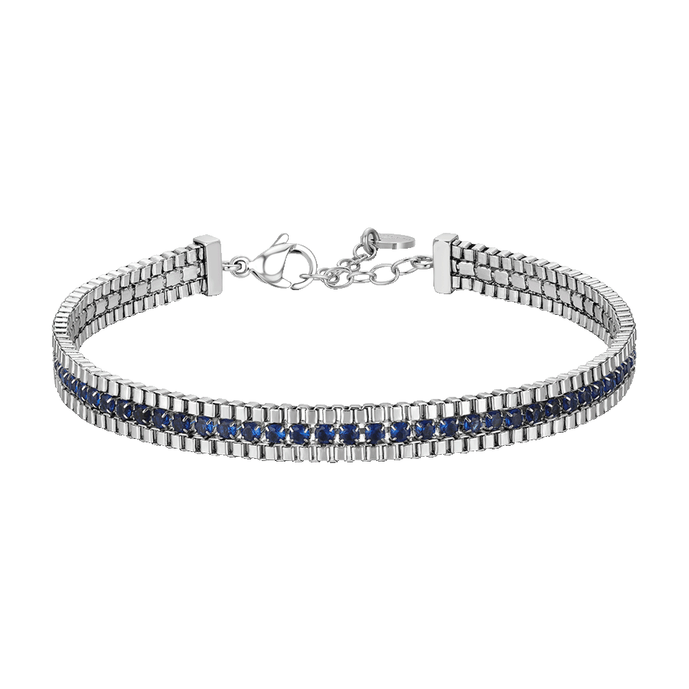 BRACCIALE UOMO IN ACCIAIO E ZIRCONI BLU