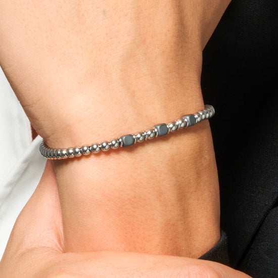 BRACCIALE UOMO IN ACCIAIO CON ELEMENTI IN EMATITE GRIGIA