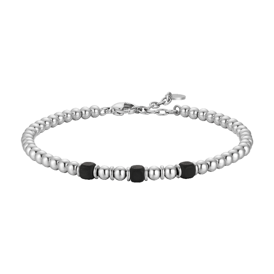 BRACCIALE UOMO IN ACCIAIO CON ELEMENTI IN EMATITE NERA