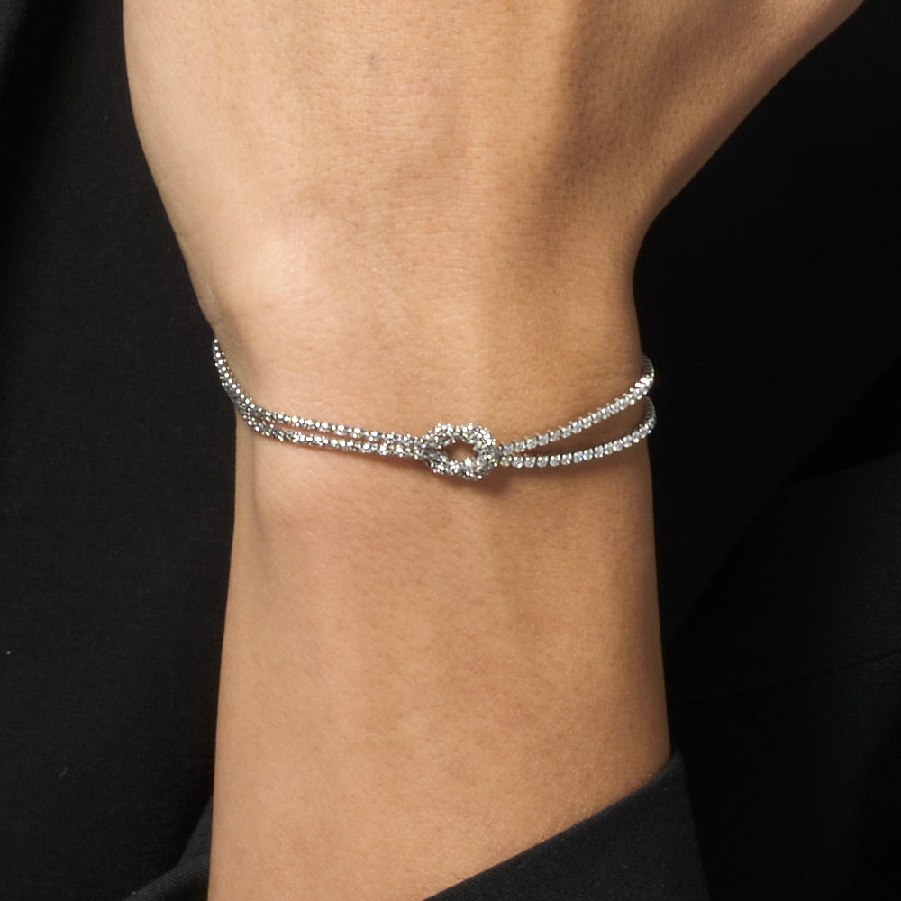 BRACCIALE UOMO IN ACCIAIO CON NODO E ZIRCONI BIANCHI