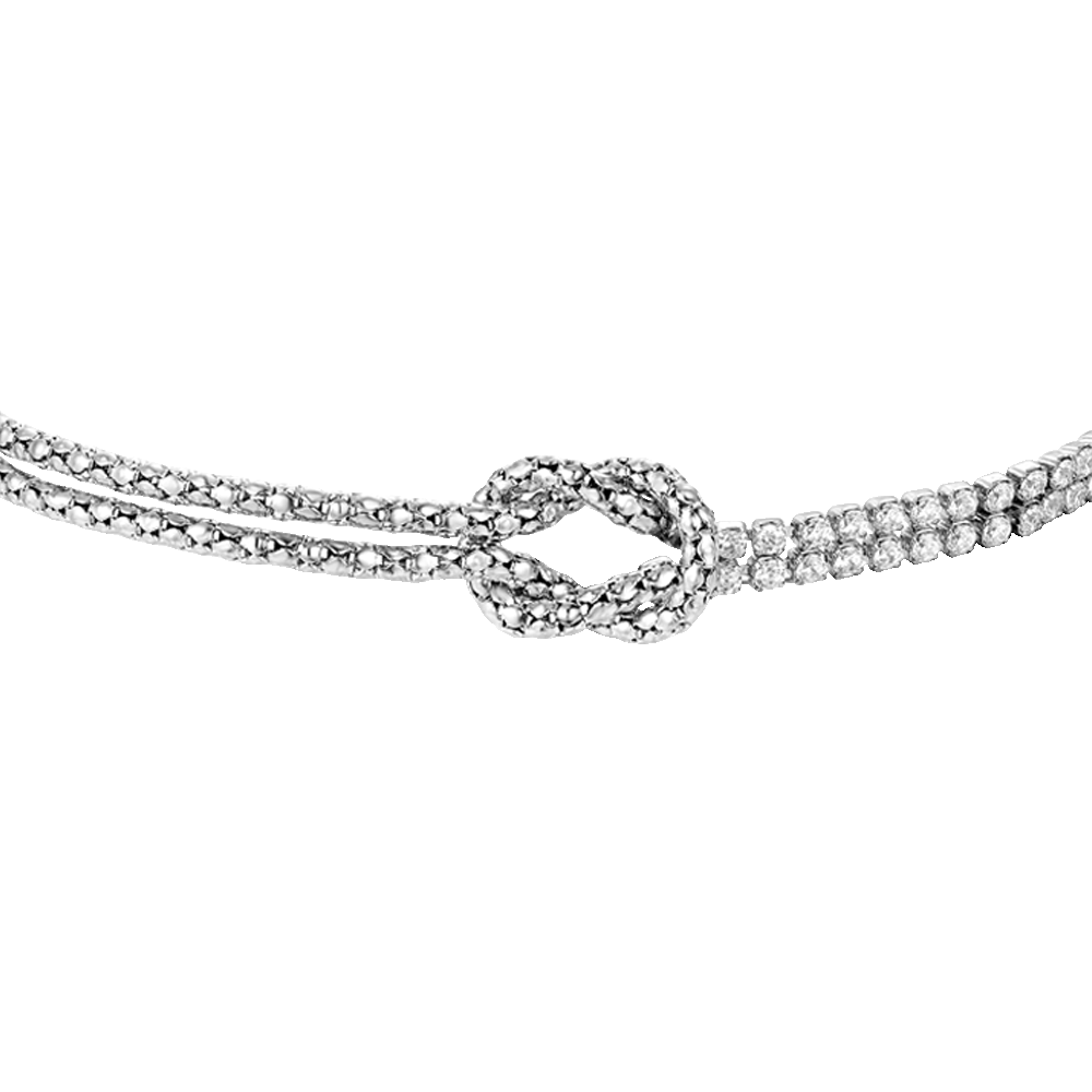 BRACCIALE UOMO IN ACCIAIO CON NODO E ZIRCONI BIANCHI