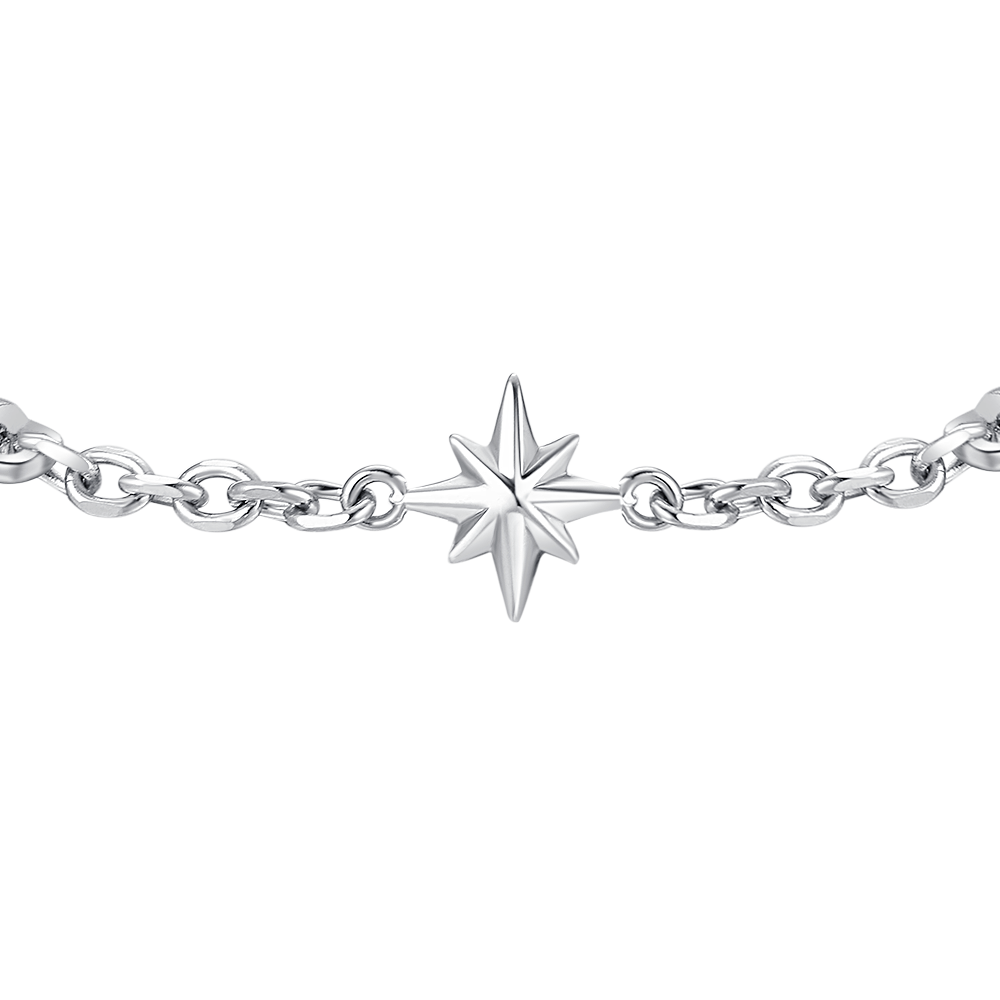 BRACCIALE UOMO IN ACCIAIO CON ROSA DEI VENTI ED ELEMENTI IN IP BLU