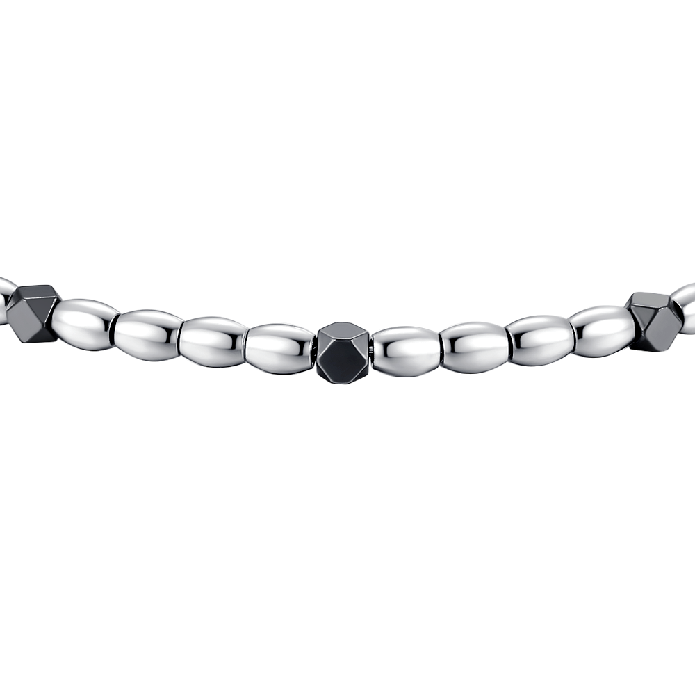 BRACCIALE UOMO IN ACCIAIO CON ELEMENTI IN EMATITE NERA
