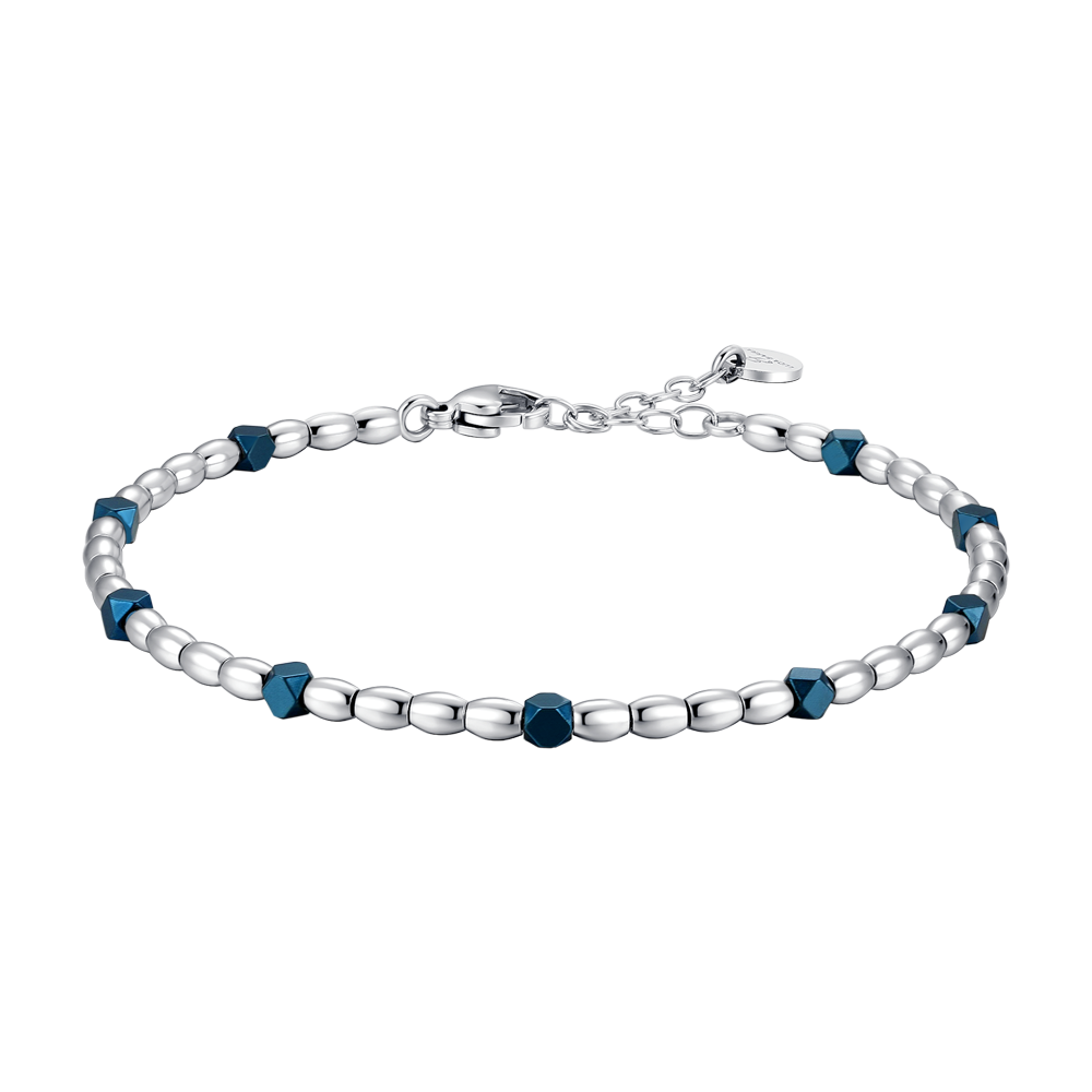 BRACCIALE UOMO IN ACCIAIO CON ELEMENTI IN EMATITE BLU