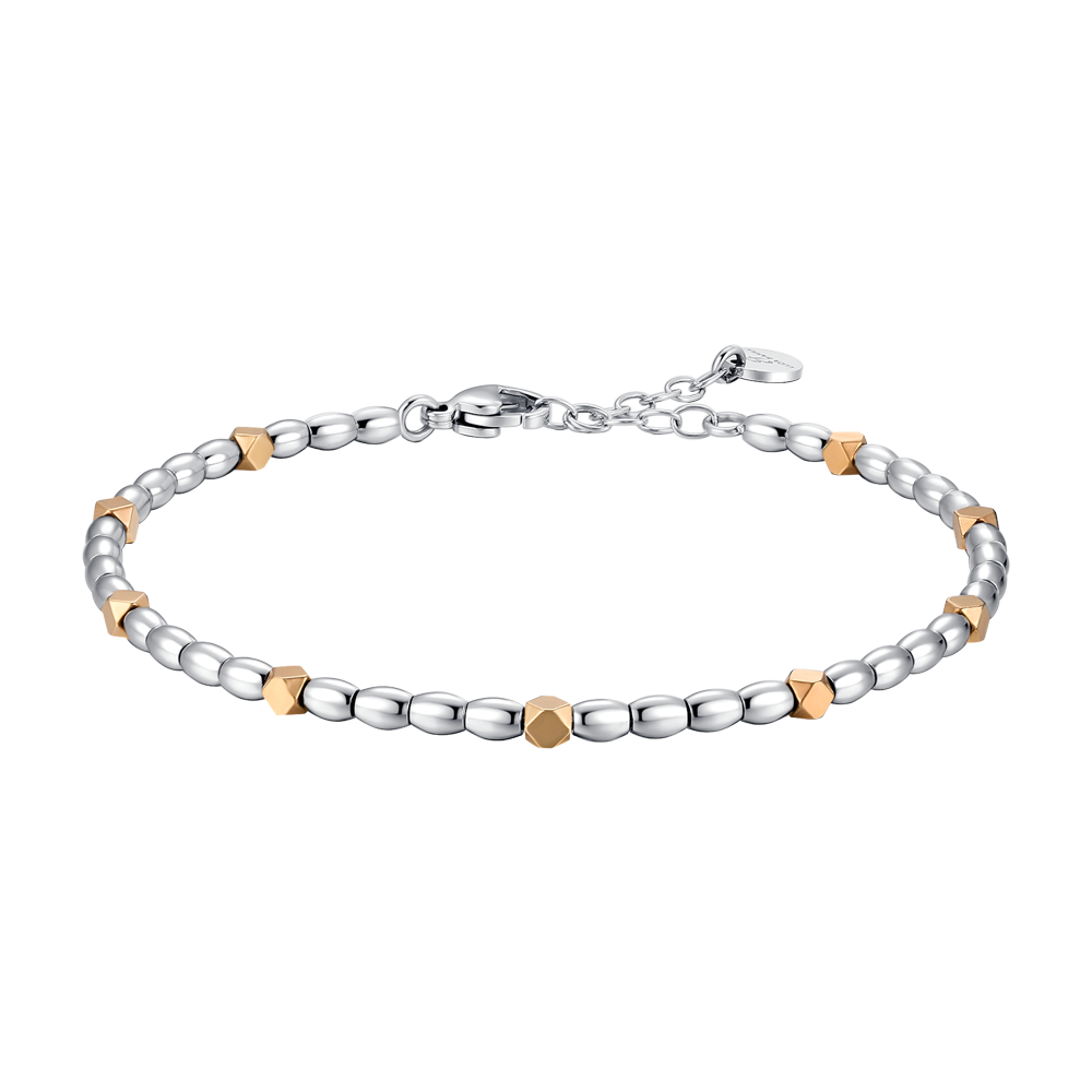 BRACCIALE UOMO IN ACCIAIO CON ELEMENTI IN EMATITE IP GOLD