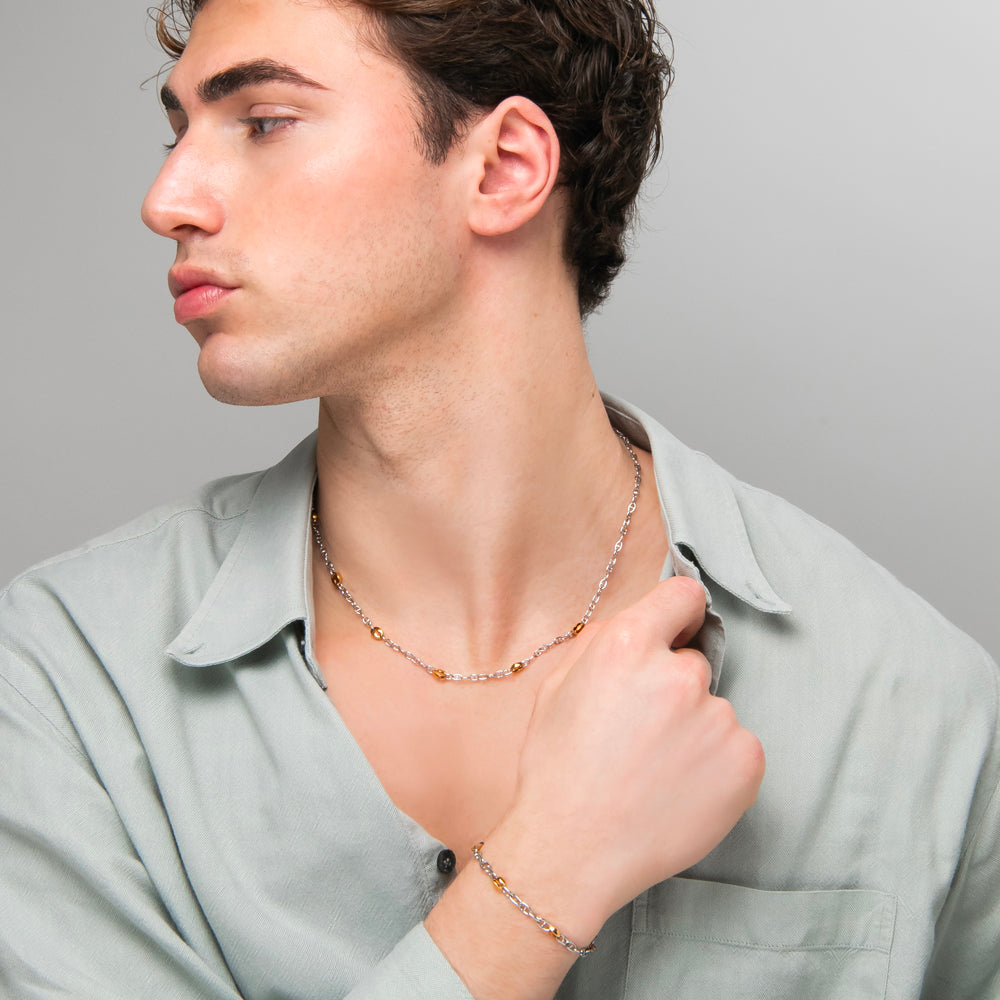 BRACCIALE UOMO IN ACCIAIO CON ELEMENTI IN ACCIAIO IP GOLD