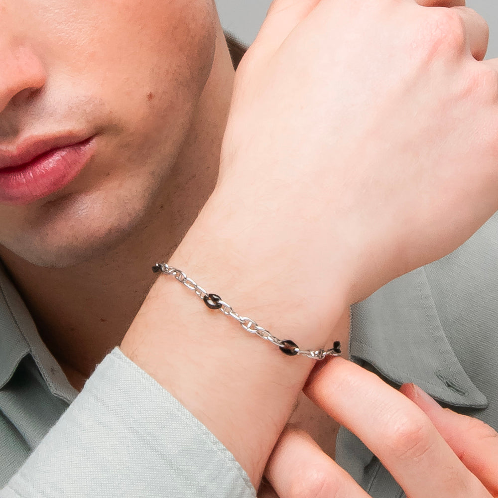 BRACCIALE UOMO IN ACCIAIO CON ELEMENTI IN ACCIAIO IP NERO