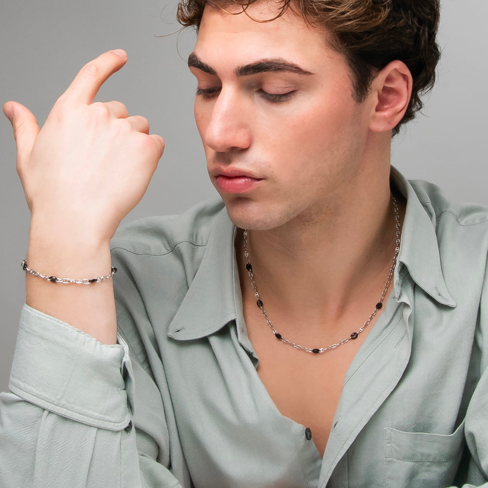 BRACCIALE UOMO IN ACCIAIO CON ELEMENTI IN ACCIAIO IP NERO