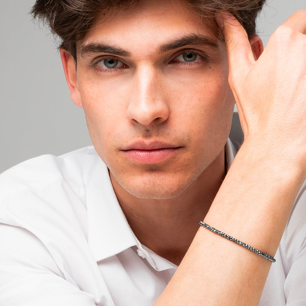 BRACCIALE UOMO IN ACCIAIO CON EMATITE NERA