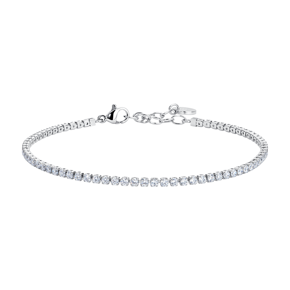 BRACCIALE UOMO IN ACCIAIO CON ZIRCONI BIANCHI