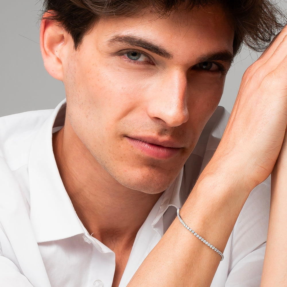 BRACCIALE UOMO IN ACCIAIO CON ZIRCONI BIANCHI