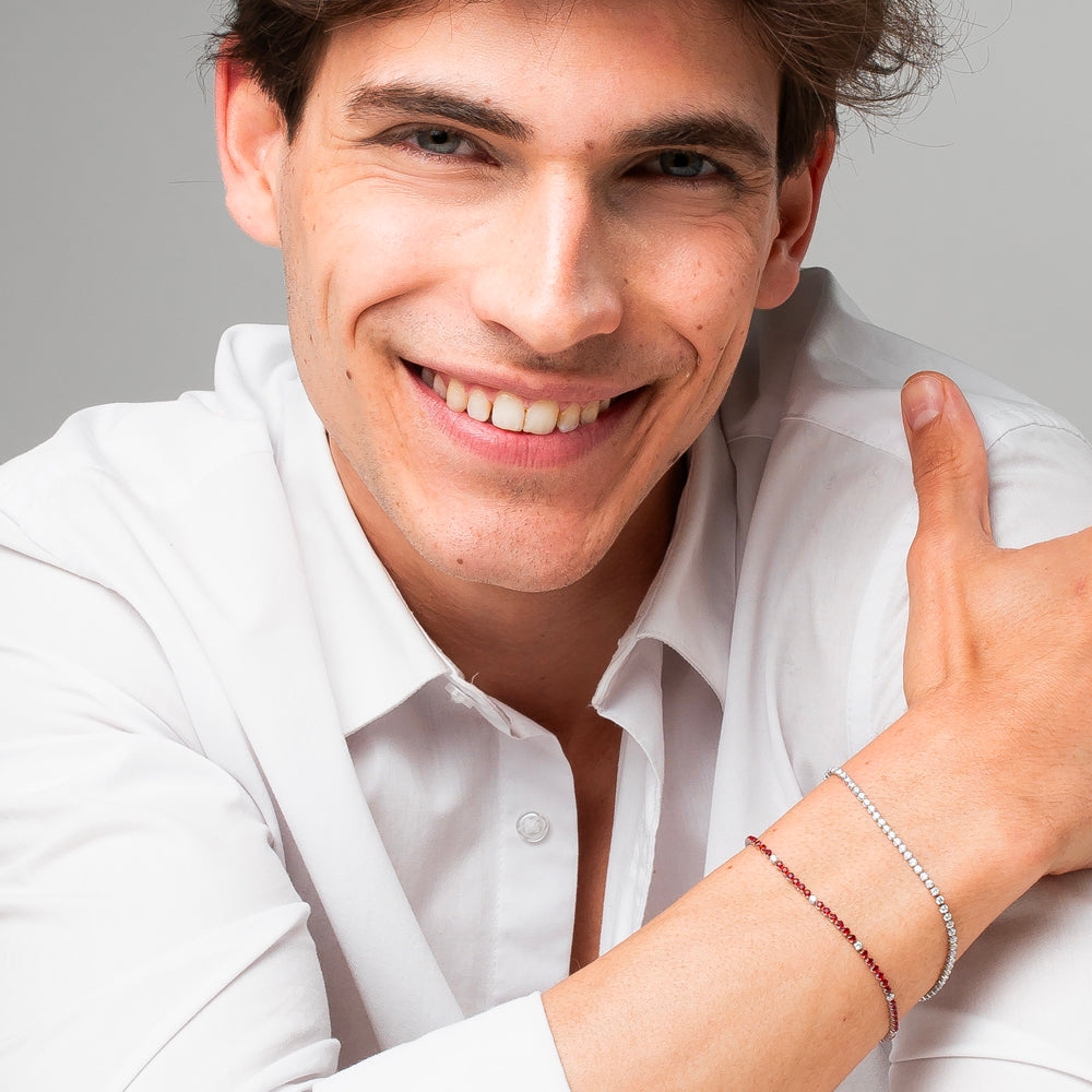 BRACCIALE UOMO IN ACCIAIO CON ZIRCONI BIANCHI