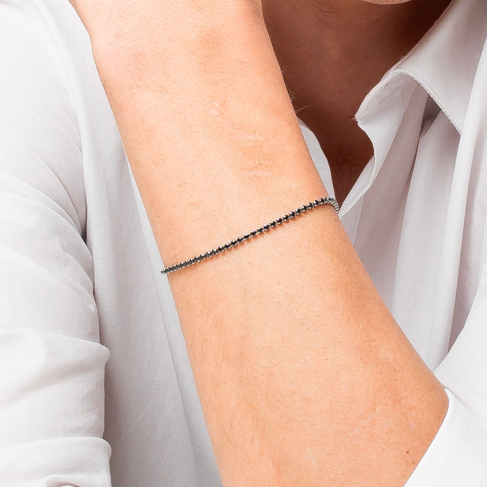 BRACCIALE UOMO IN ACCIAIO CON ZIRCONI NERI