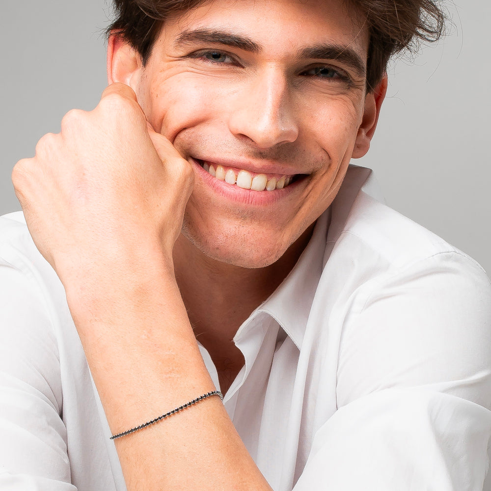 BRACCIALE UOMO IN ACCIAIO CON ZIRCONI NERI
