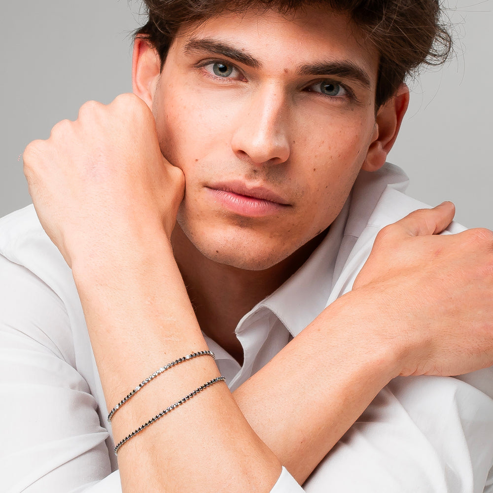 BRACCIALE UOMO IN ACCIAIO CON ZIRCONI NERI