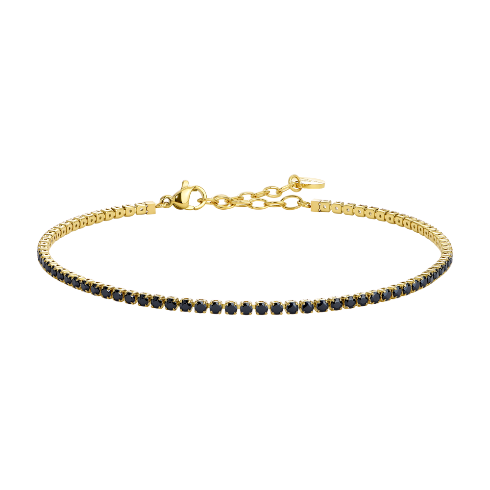 BRACCIALE UOMO IN ACCIAIO IP GOLD CON ZIRCONI NERI
