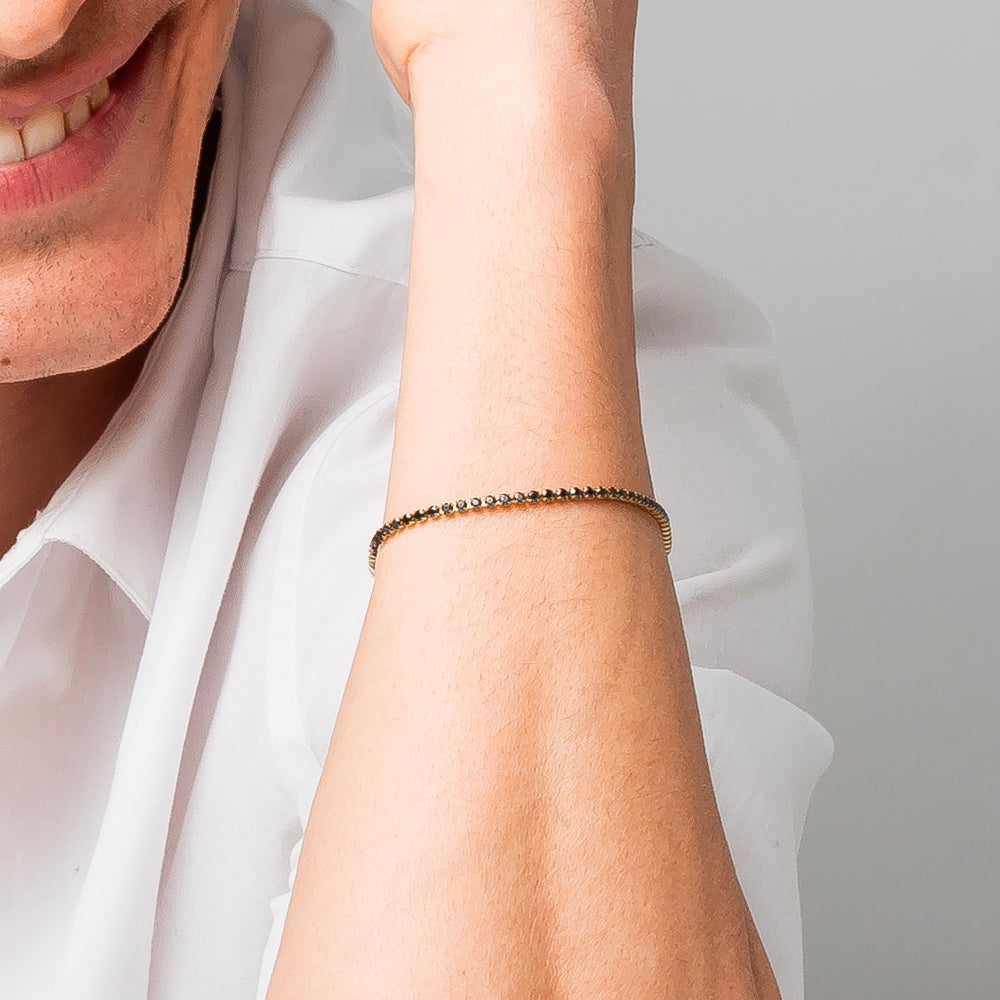 BRACCIALE UOMO IN ACCIAIO IP GOLD CON ZIRCONI NERI