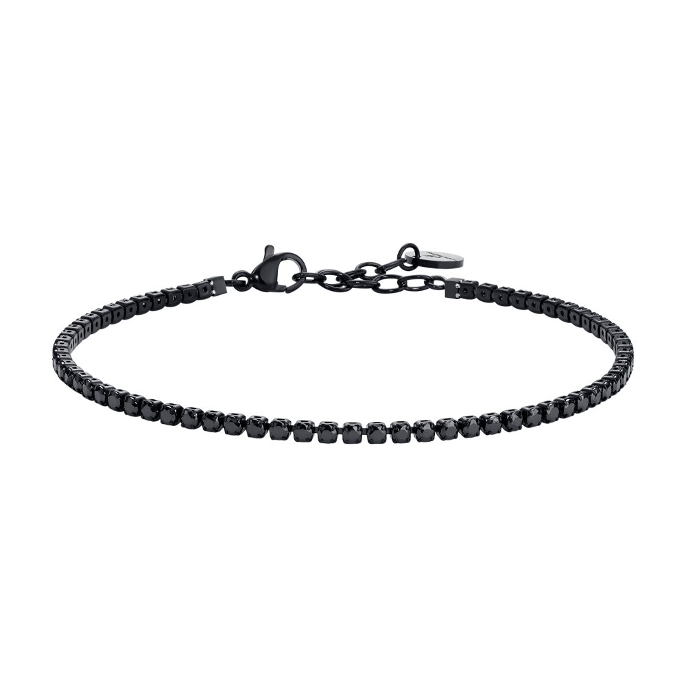 BRACCIALE UOMO IN ACCIAIO IP NERO CON ZIRCONI NERI