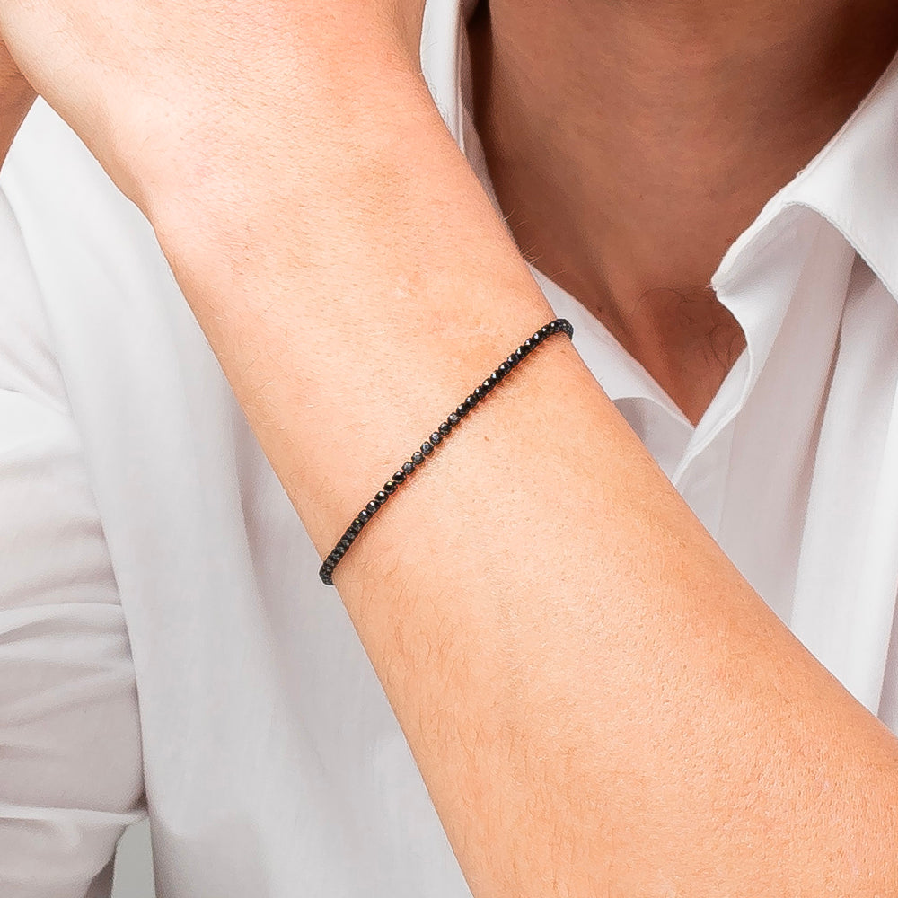 BRACCIALE UOMO IN ACCIAIO IP NERO CON ZIRCONI NERI