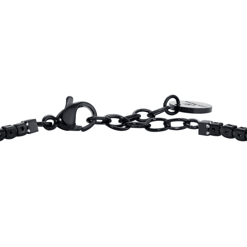 BRACCIALE UOMO IN ACCIAIO IP NERO CON ZIRCONI NERI