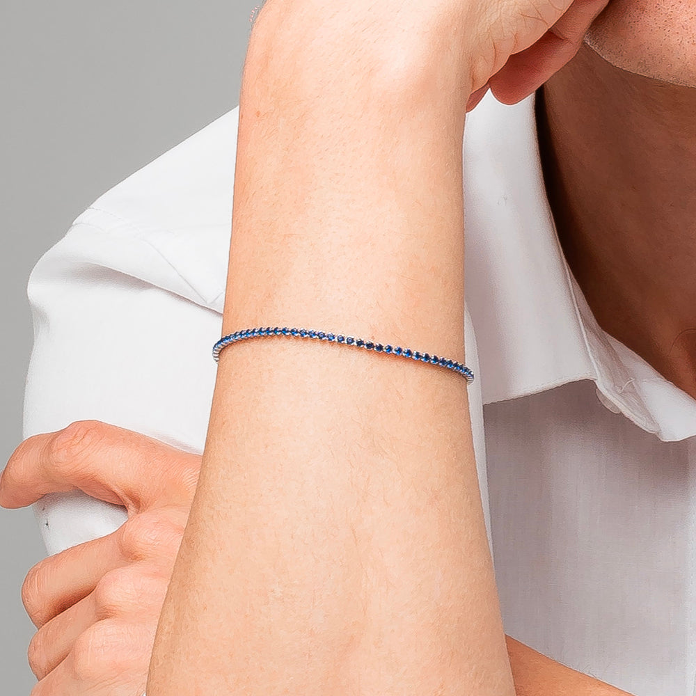 BRACCIALE UOMO IN ACCIAIO CON ZIRCONI BLU