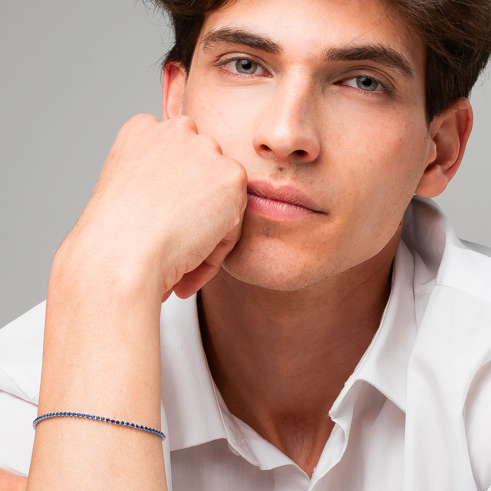 BRACCIALE UOMO IN ACCIAIO CON ZIRCONI BLU