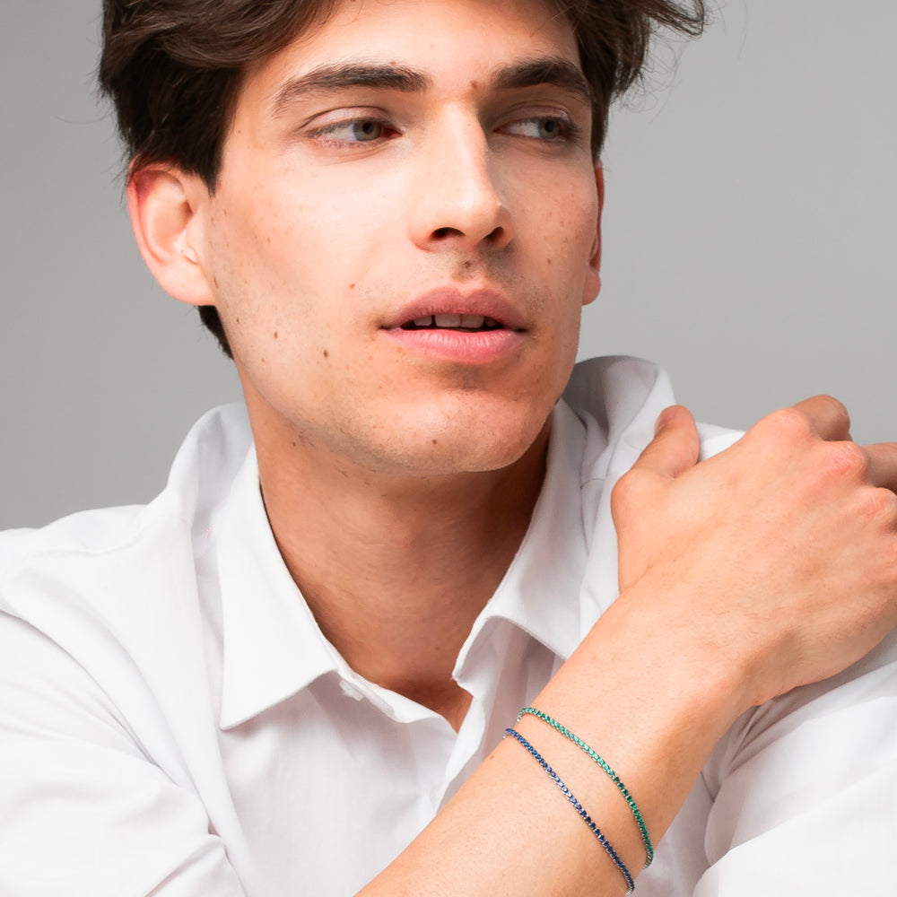 BRACCIALE UOMO IN ACCIAIO CON ZIRCONI BLU