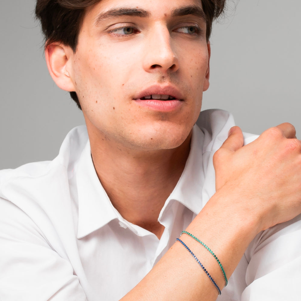 BRACCIALE UOMO IN ACCIAIO CON ZIRCONI VERDI