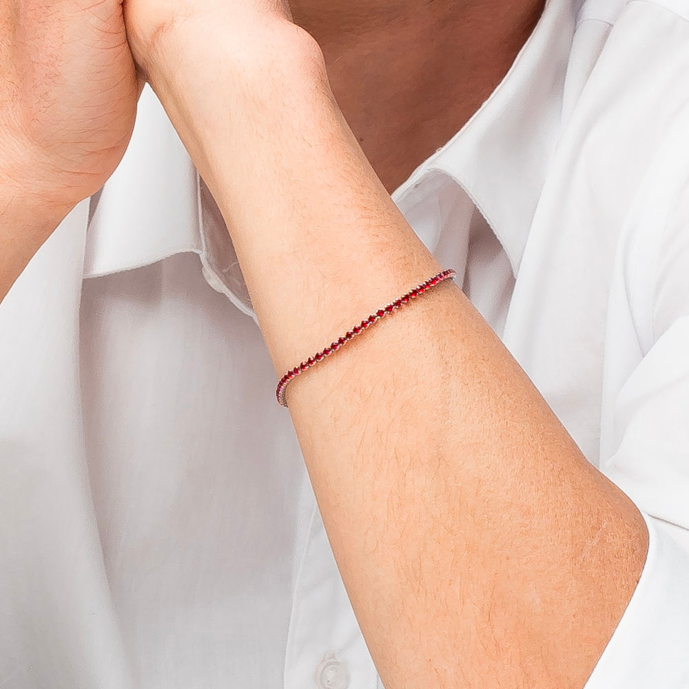BRACCIALE UOMO IN ACCIAIO CON ZIRCONI ROSSI