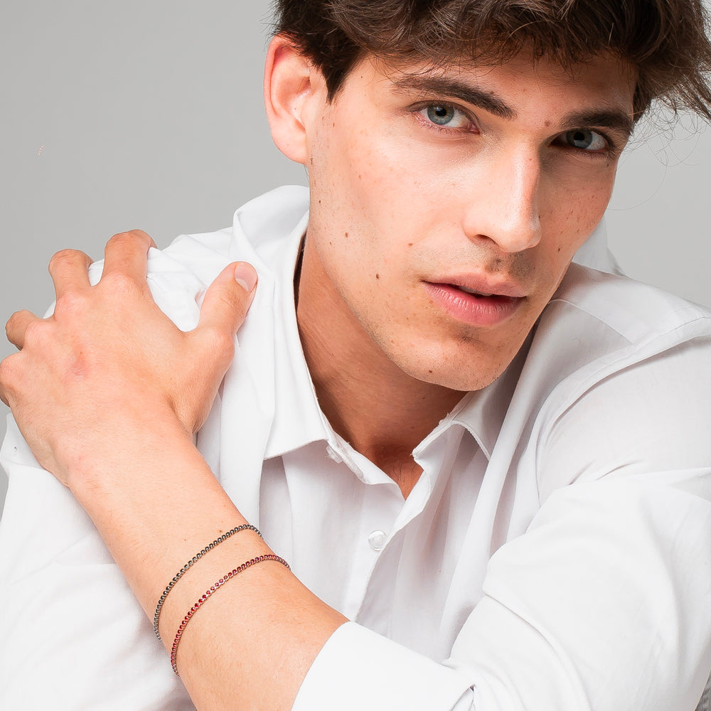 BRACCIALE UOMO IN ACCIAIO CON ZIRCONI ROSSI