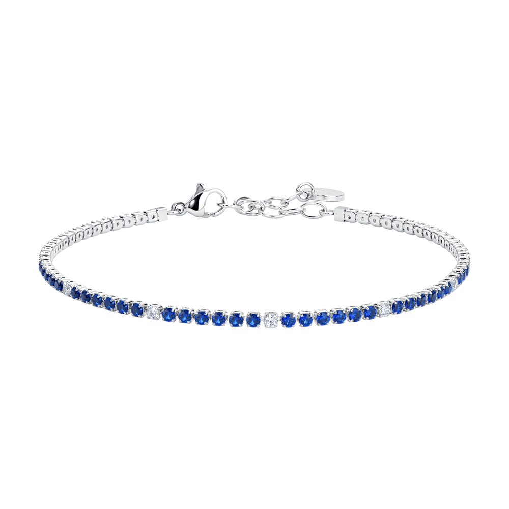 BRACCIALE UOMO IN ACCIAIO CON ZIRCONI BLU E BIANCHI