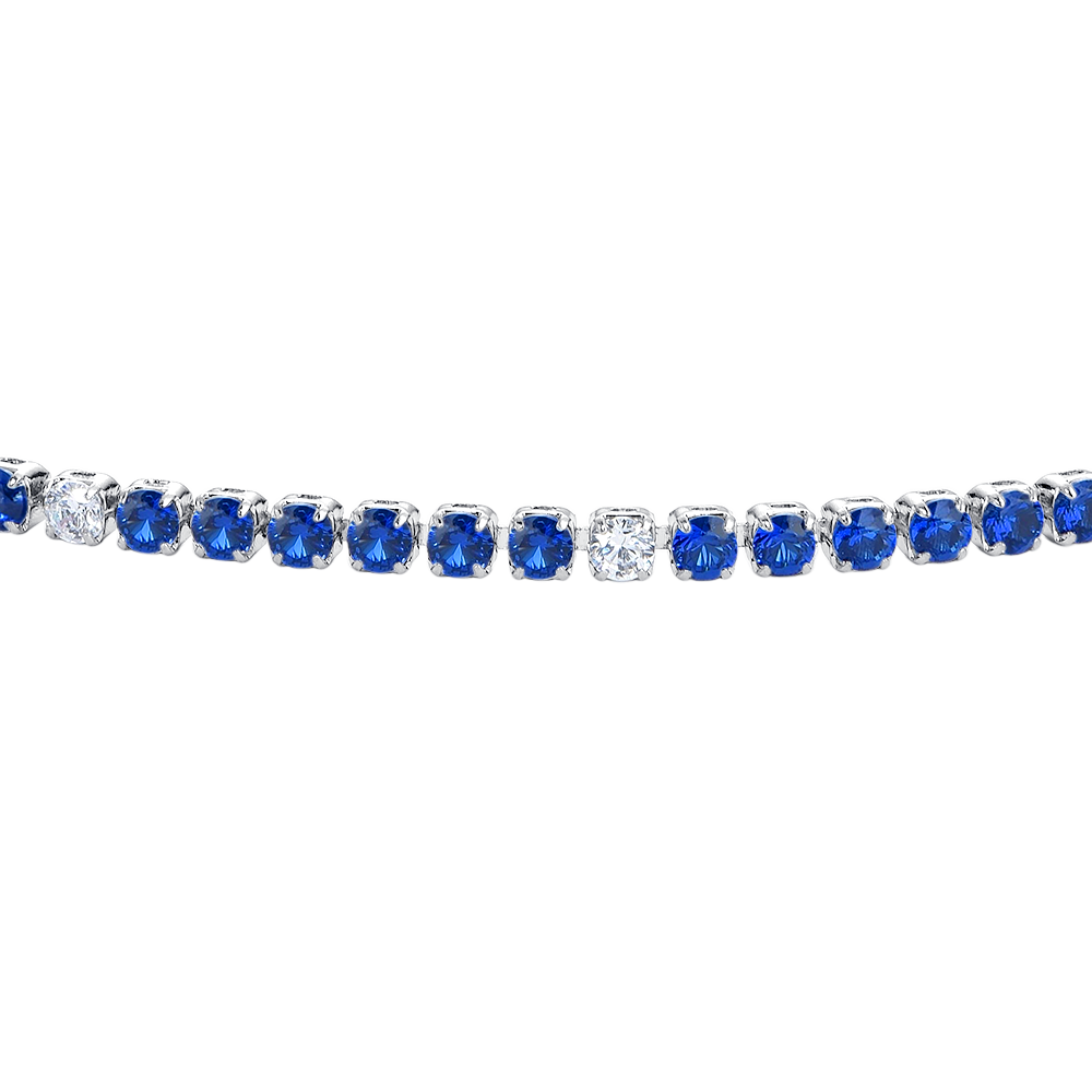 BRACCIALE UOMO IN ACCIAIO CON ZIRCONI BLU E BIANCHI