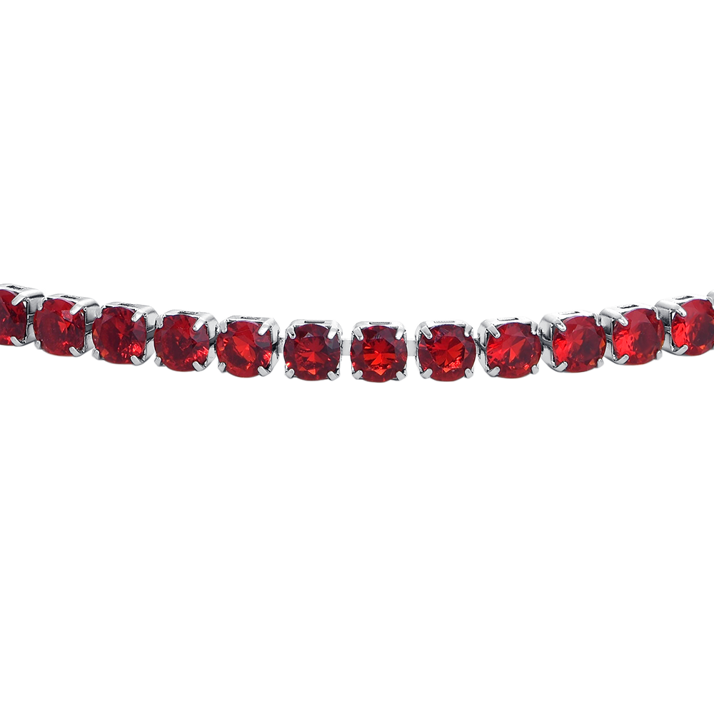 BRACCIALE UOMO IN ACCIAIO CON ZIRCONI ROSSI