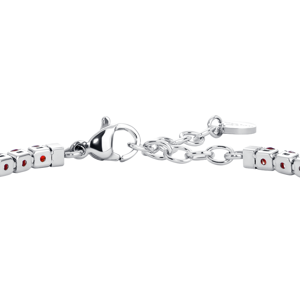 BRACCIALE UOMO IN ACCIAIO CON ZIRCONI ROSSI