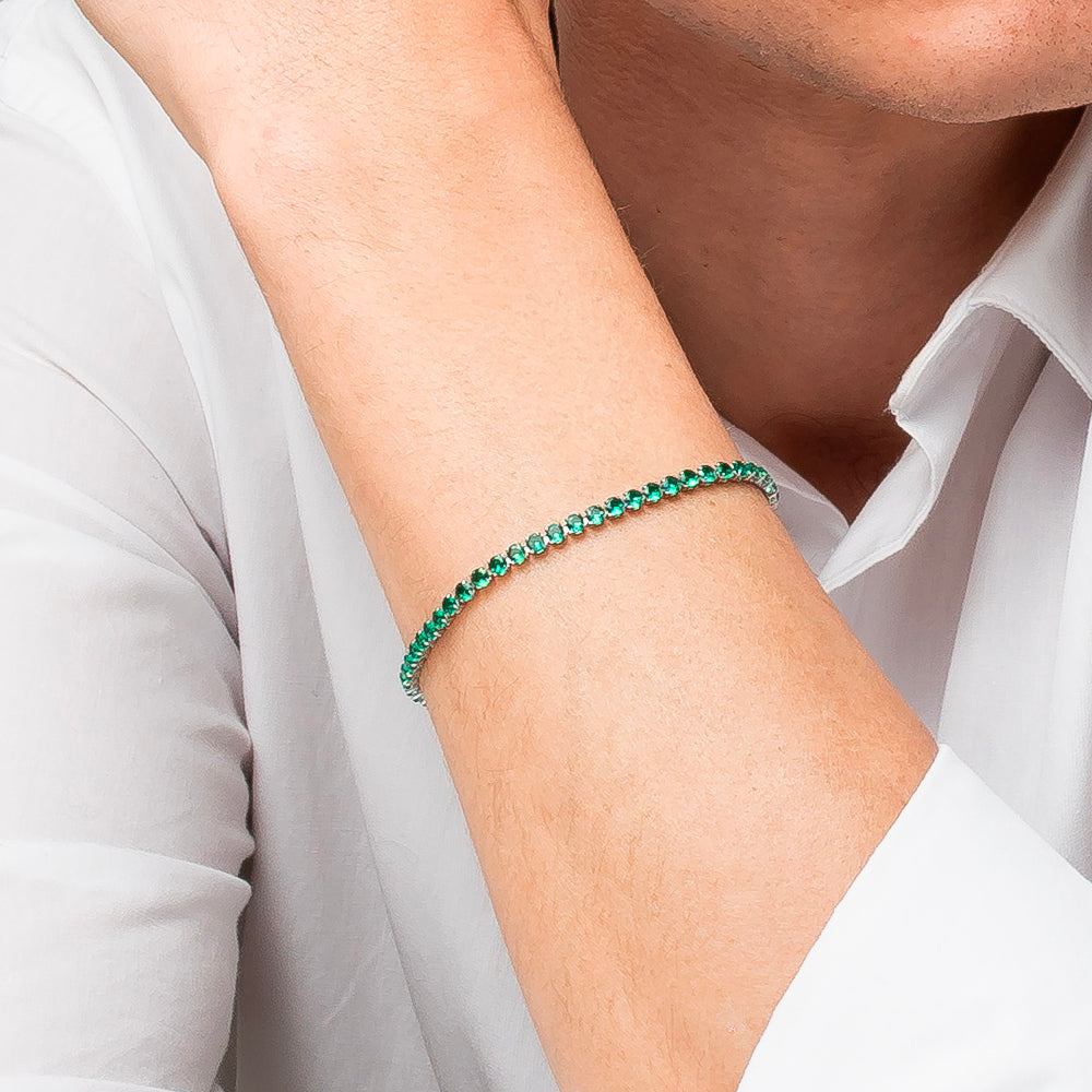 BRACCIALE UOMO IN ACCIAIO CON ZIRCONI VERDI