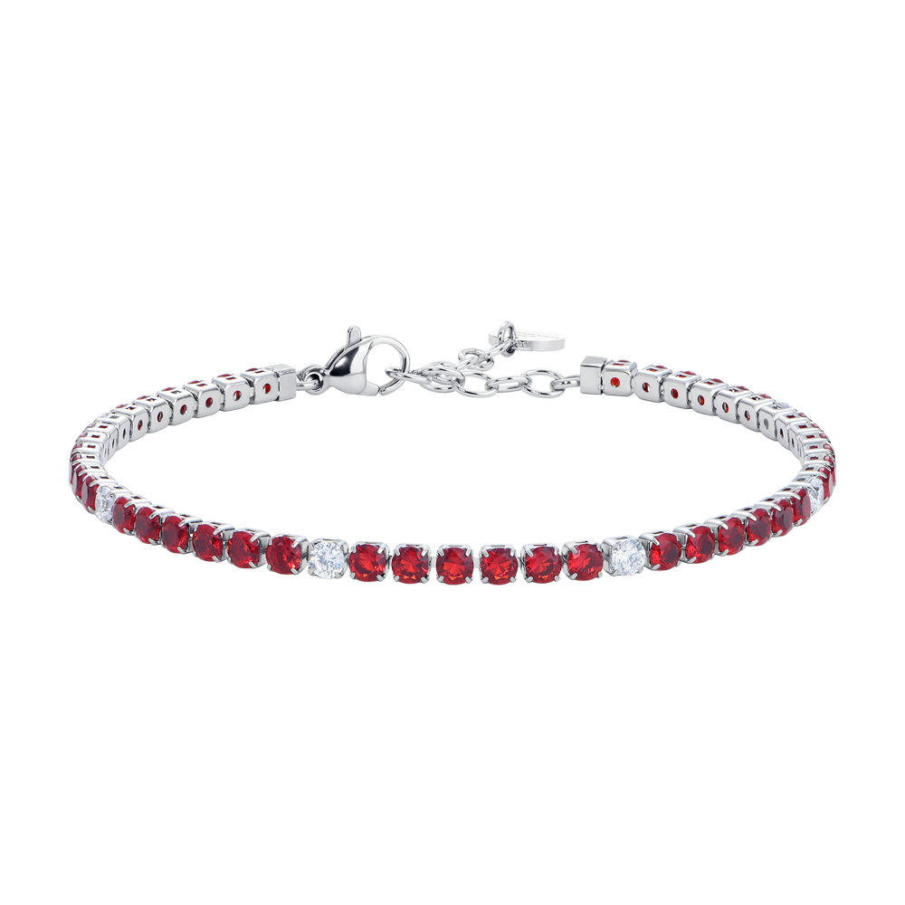 BRACCIALE UOMO IN ACCIAIO CON ZIRCONI ROSSI E BIANCHI