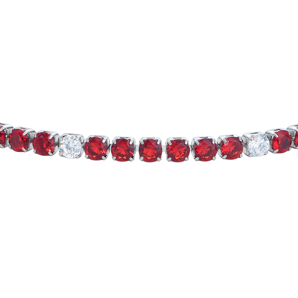 BRACCIALE UOMO IN ACCIAIO CON ZIRCONI ROSSI E BIANCHI