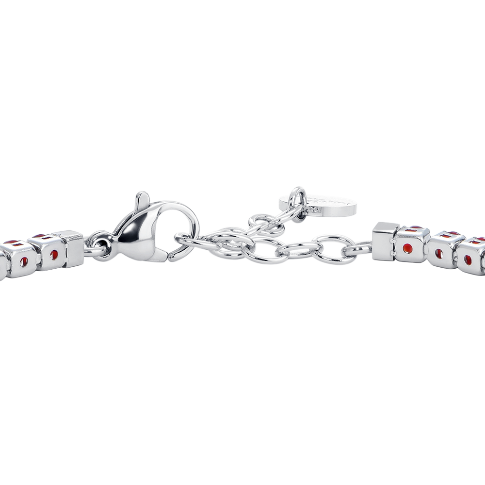 BRACCIALE UOMO IN ACCIAIO CON ZIRCONI ROSSI E BIANCHI