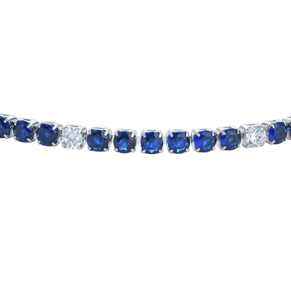 BRACCIALE UOMO IN ACCIAIO CON ZIRCONI BLU E BIANCHI
